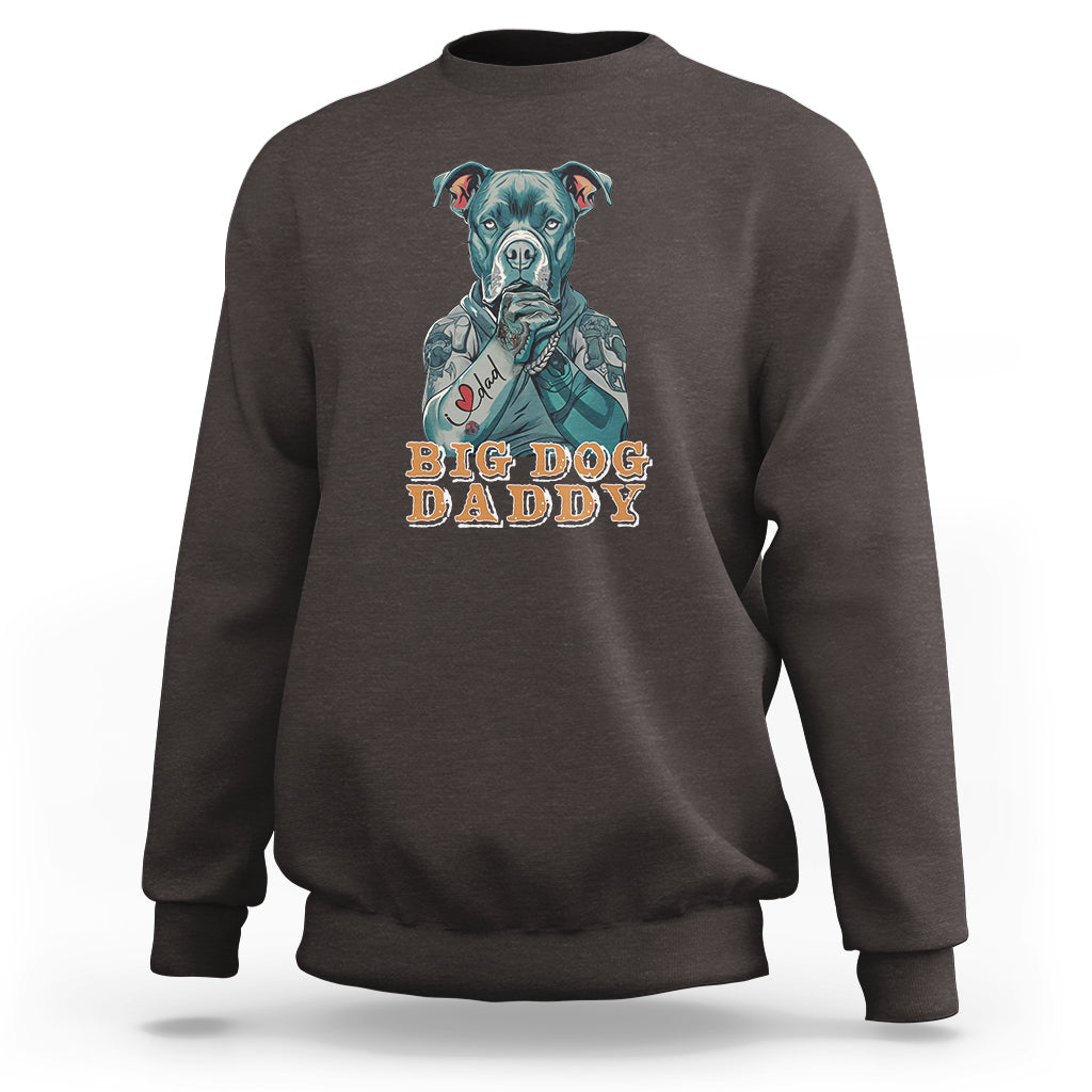 Dog Dad Sweatshirt Pitbull Dog Tattoo I Love Dad Father's Day Dog Lover - Wonder Print Shop