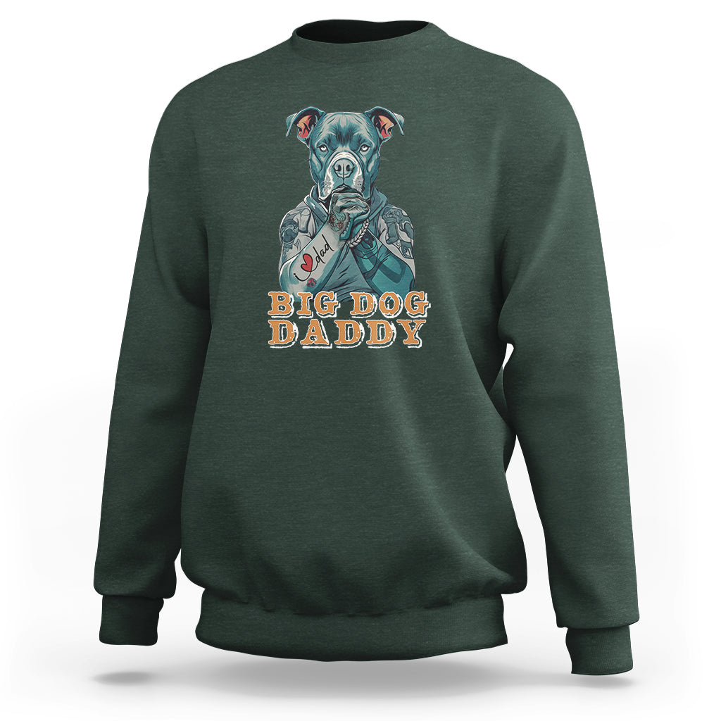 Dog Dad Sweatshirt Pitbull Dog Tattoo I Love Dad Father's Day Dog Lover - Wonder Print Shop