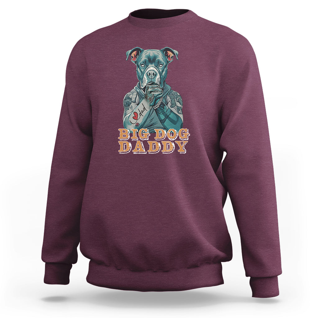 Dog Dad Sweatshirt Pitbull Dog Tattoo I Love Dad Father's Day Dog Lover - Wonder Print Shop
