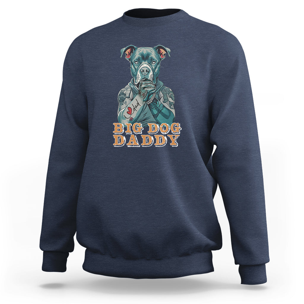 Dog Dad Sweatshirt Pitbull Dog Tattoo I Love Dad Father's Day Dog Lover - Wonder Print Shop