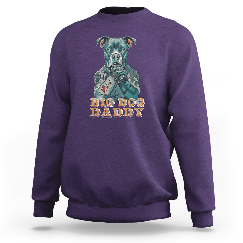Dog Dad Sweatshirt Pitbull Dog Tattoo I Love Dad Father's Day Dog Lover - Wonder Print Shop