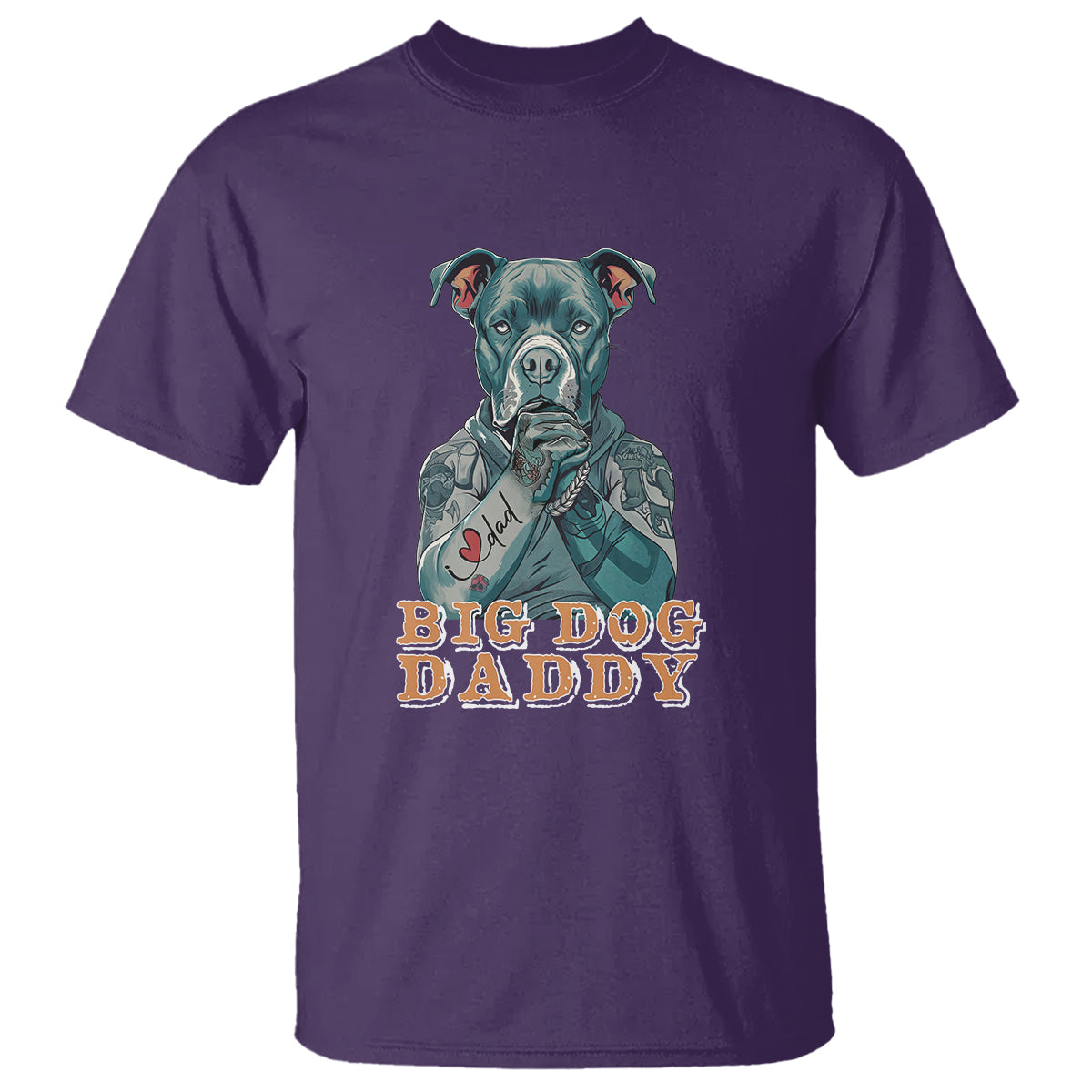 Dog Dad T Shirt Pitbull Dog Tattoo I Love Dad Father's Day Dog Lover - Wonder Print Shop