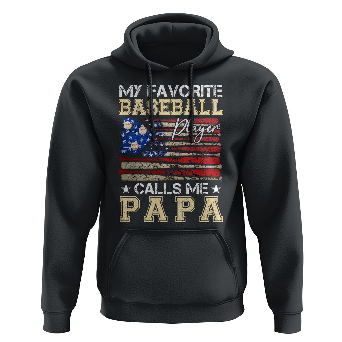 Baseball Dad Hoodie My Favorite Baseball Player Calls Me Papa Father's Day - Wonder Print Shop