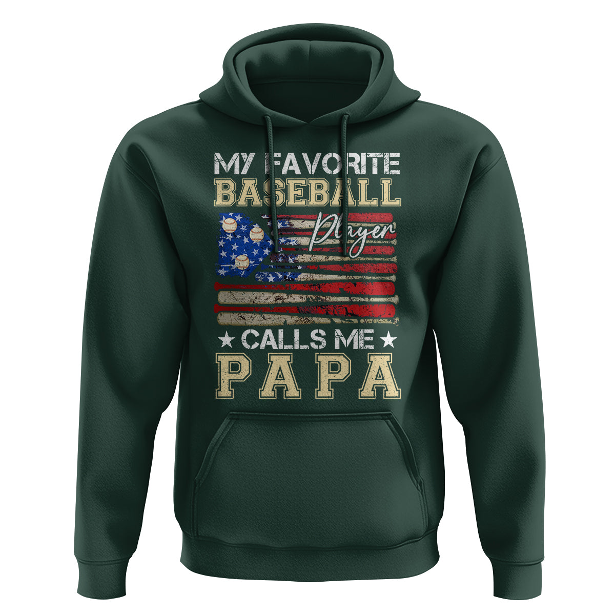 Baseball Dad Hoodie My Favorite Baseball Player Calls Me Papa Father's Day - Wonder Print Shop