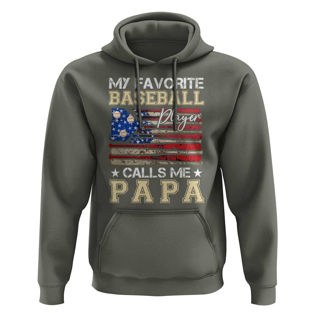 Baseball Dad Hoodie My Favorite Baseball Player Calls Me Papa Father's Day - Wonder Print Shop