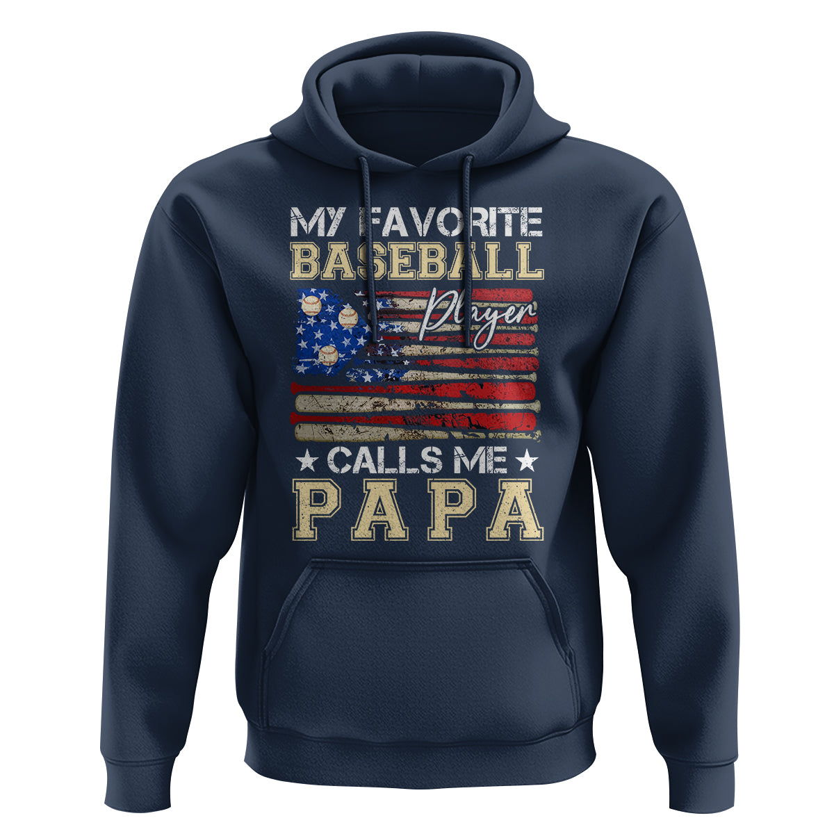 Baseball Dad Hoodie My Favorite Baseball Player Calls Me Papa Father's Day - Wonder Print Shop