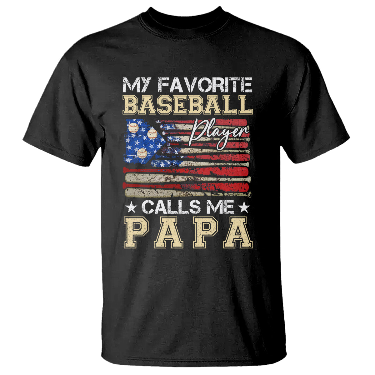 Baseball Dad T Shirt My Favorite Baseball Player Calls Me Papa Father's Day - Wonder Print Shop