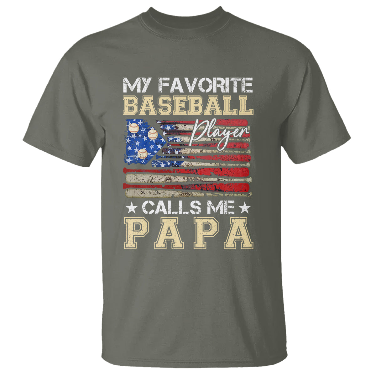 Baseball Dad T Shirt My Favorite Baseball Player Calls Me Papa Father's Day - Wonder Print Shop