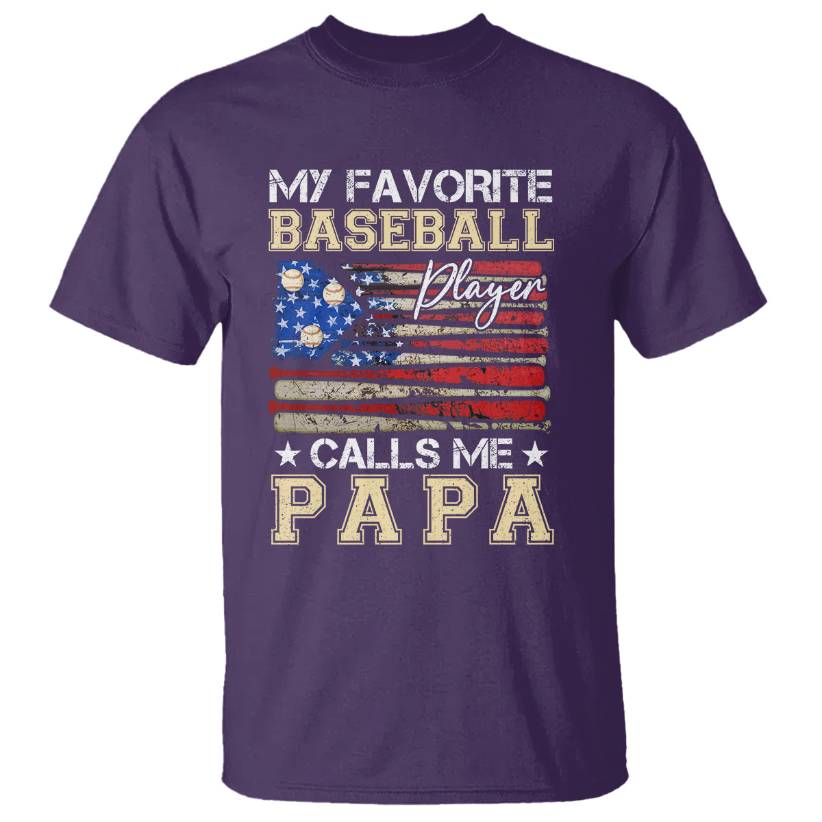 Baseball Dad T Shirt My Favorite Baseball Player Calls Me Papa Father's Day - Wonder Print Shop