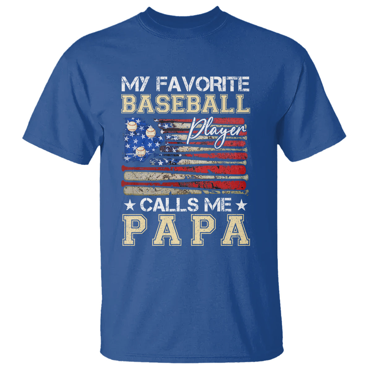 Baseball Dad T Shirt My Favorite Baseball Player Calls Me Papa Father's Day - Wonder Print Shop