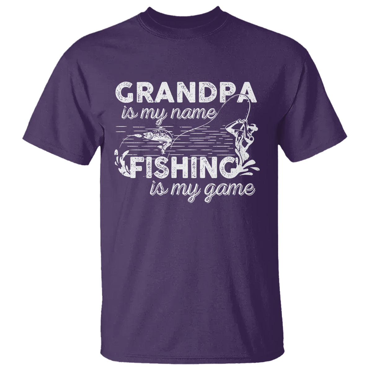 Funny Grandpa Fishing T Shirt Grandpa is My Name Fishing is My Game Father's Day - Wonder Print Shop
