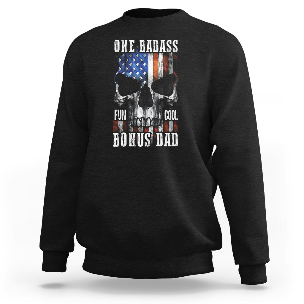Father's Day Sweatshirt One Badass Bonus Dad Skull - Wonder Print Shop