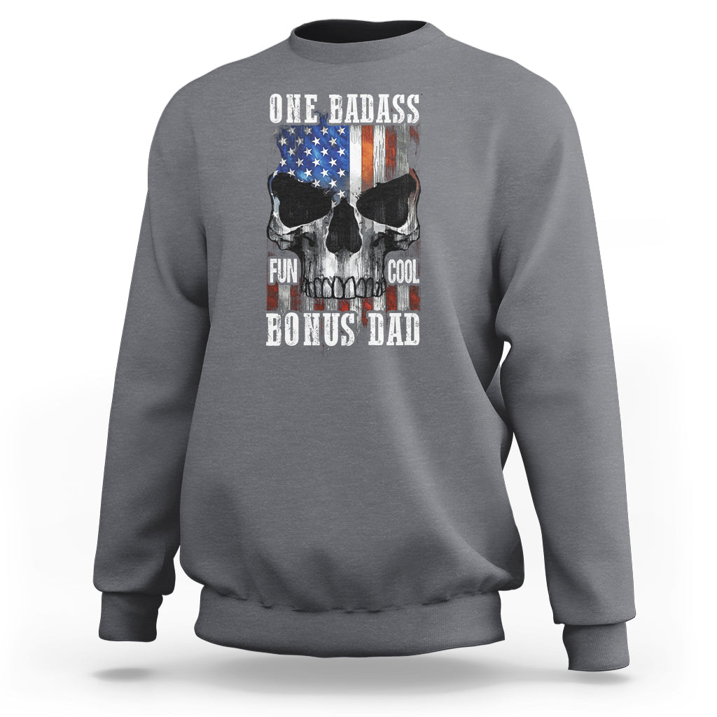 Father's Day Sweatshirt One Badass Bonus Dad Skull - Wonder Print Shop
