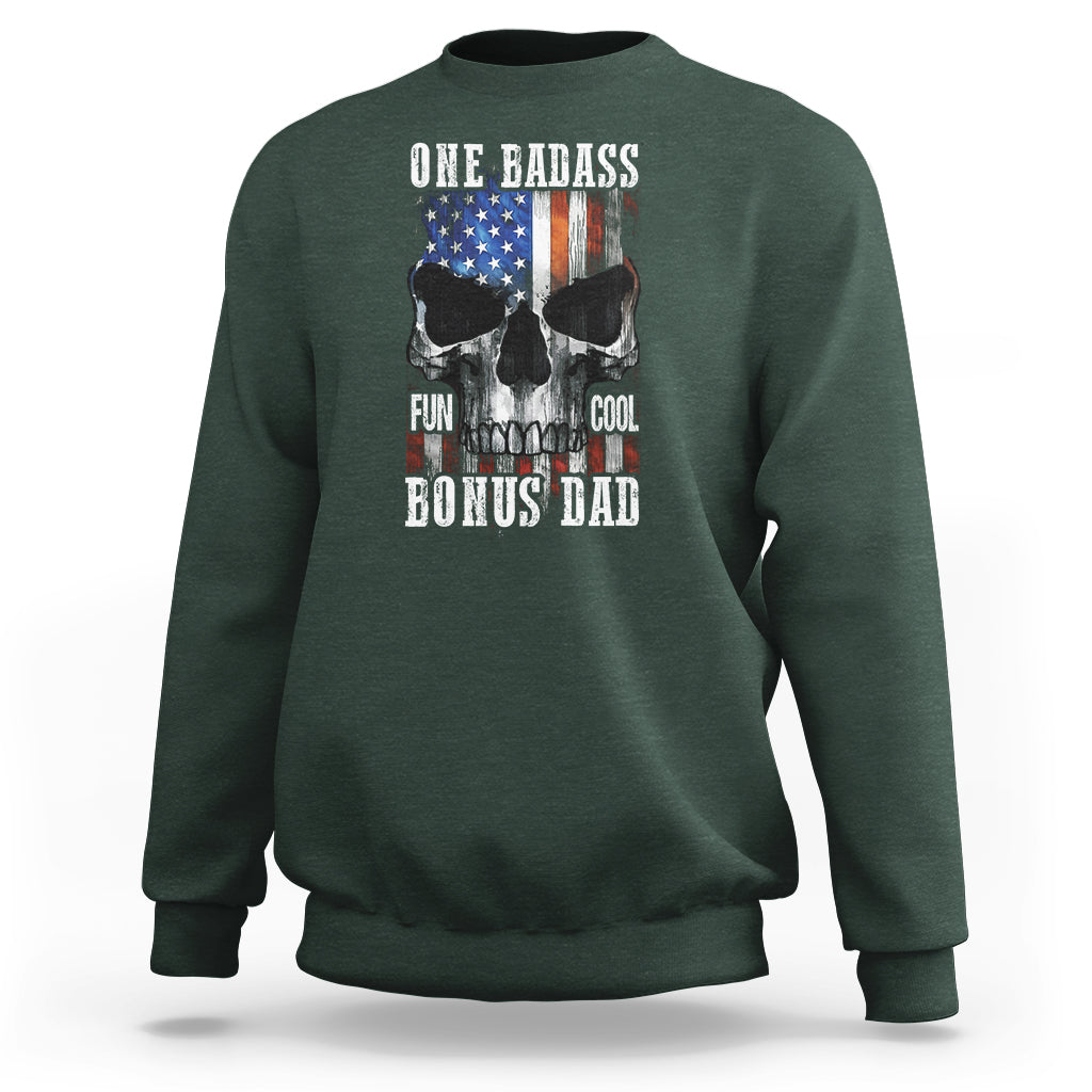 Father's Day Sweatshirt One Badass Bonus Dad Skull - Wonder Print Shop