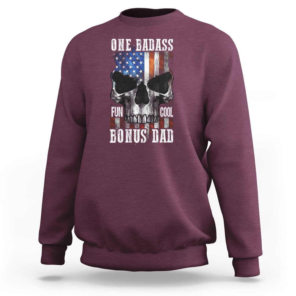 Father's Day Sweatshirt One Badass Bonus Dad Skull - Wonder Print Shop
