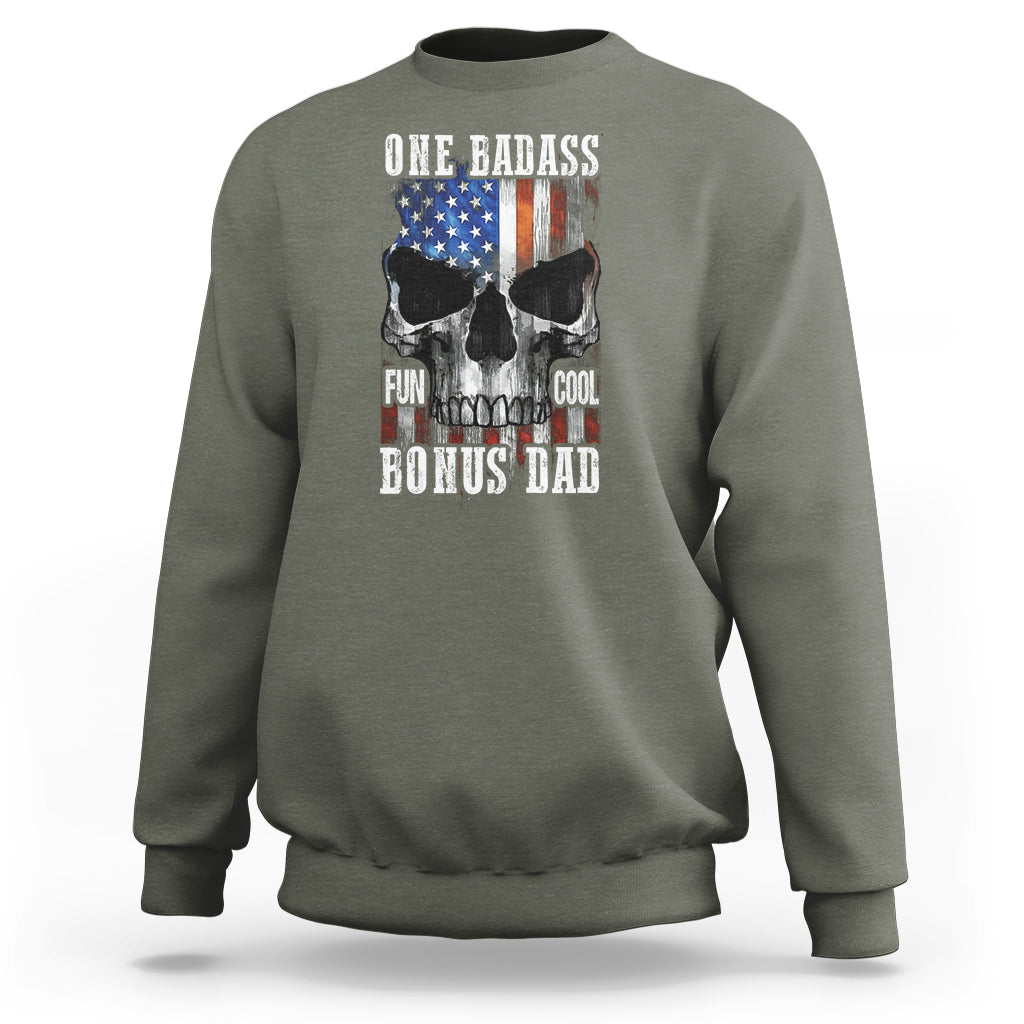 Father's Day Sweatshirt One Badass Bonus Dad Skull - Wonder Print Shop