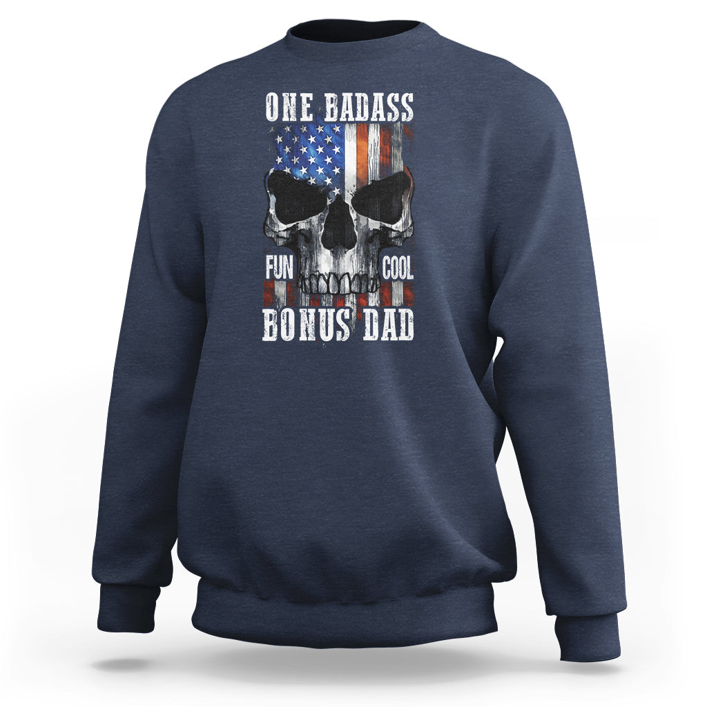 Father's Day Sweatshirt One Badass Bonus Dad Skull - Wonder Print Shop