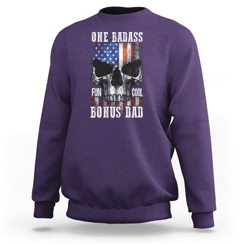 Father's Day Sweatshirt One Badass Bonus Dad Skull - Wonder Print Shop