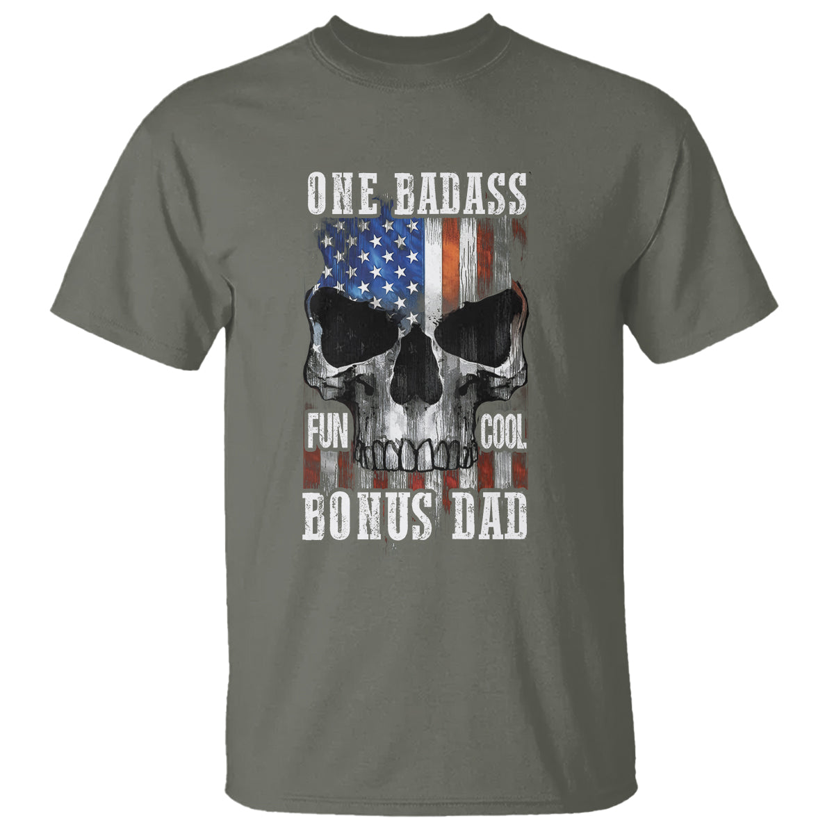 Father's Day T Shirt One Badass Bonus Dad Skull - Wonder Print Shop