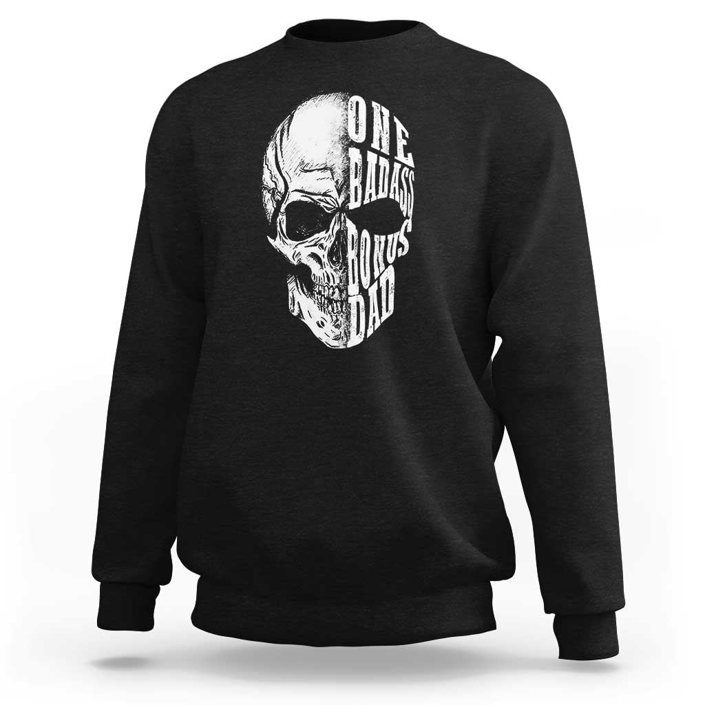 Father's Day Sweatshirt One Badass Bonus Dad Skull - Wonder Print Shop