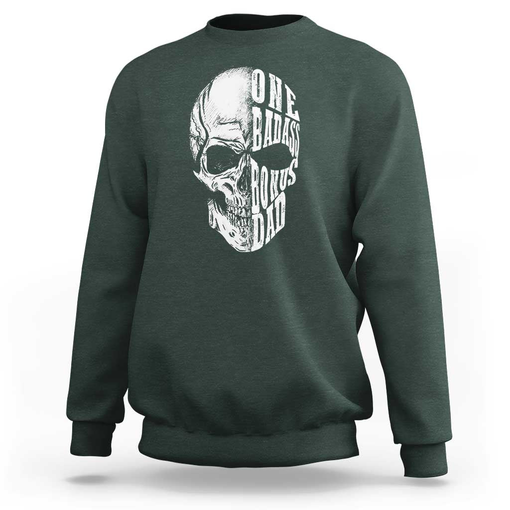 Father's Day Sweatshirt One Badass Bonus Dad Skull - Wonder Print Shop