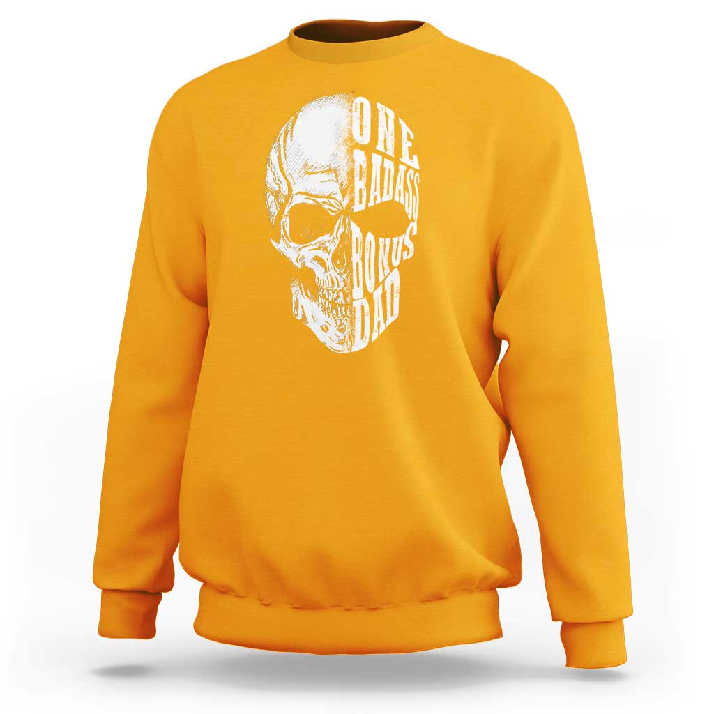 Father's Day Sweatshirt One Badass Bonus Dad Skull - Wonder Print Shop