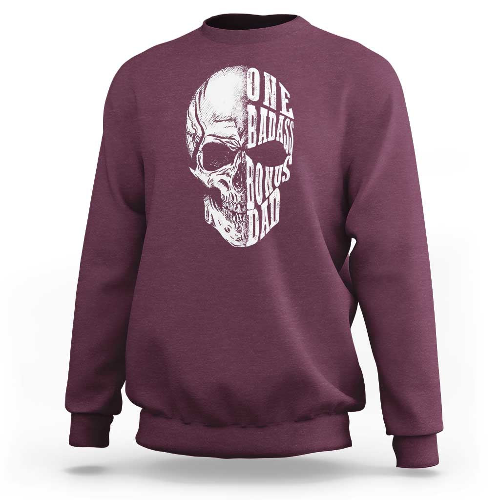 Father's Day Sweatshirt One Badass Bonus Dad Skull - Wonder Print Shop