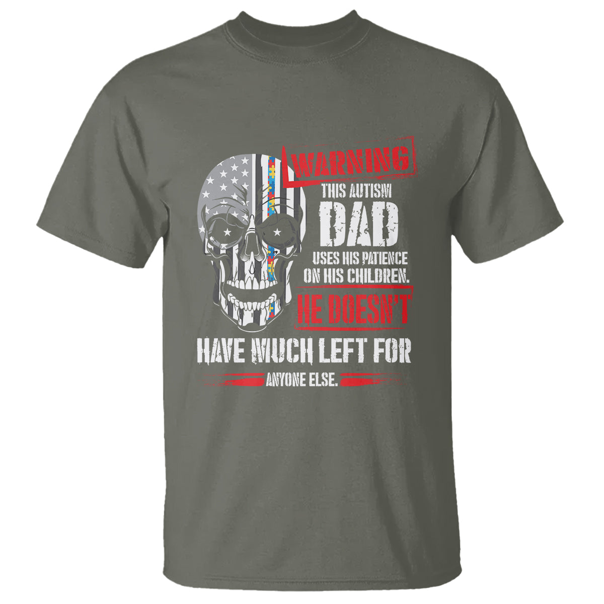 Autism Awareness T Shirt Warning This Autism Dad Uses His Patience On His Children Father's Day - Wonder Print Shop
