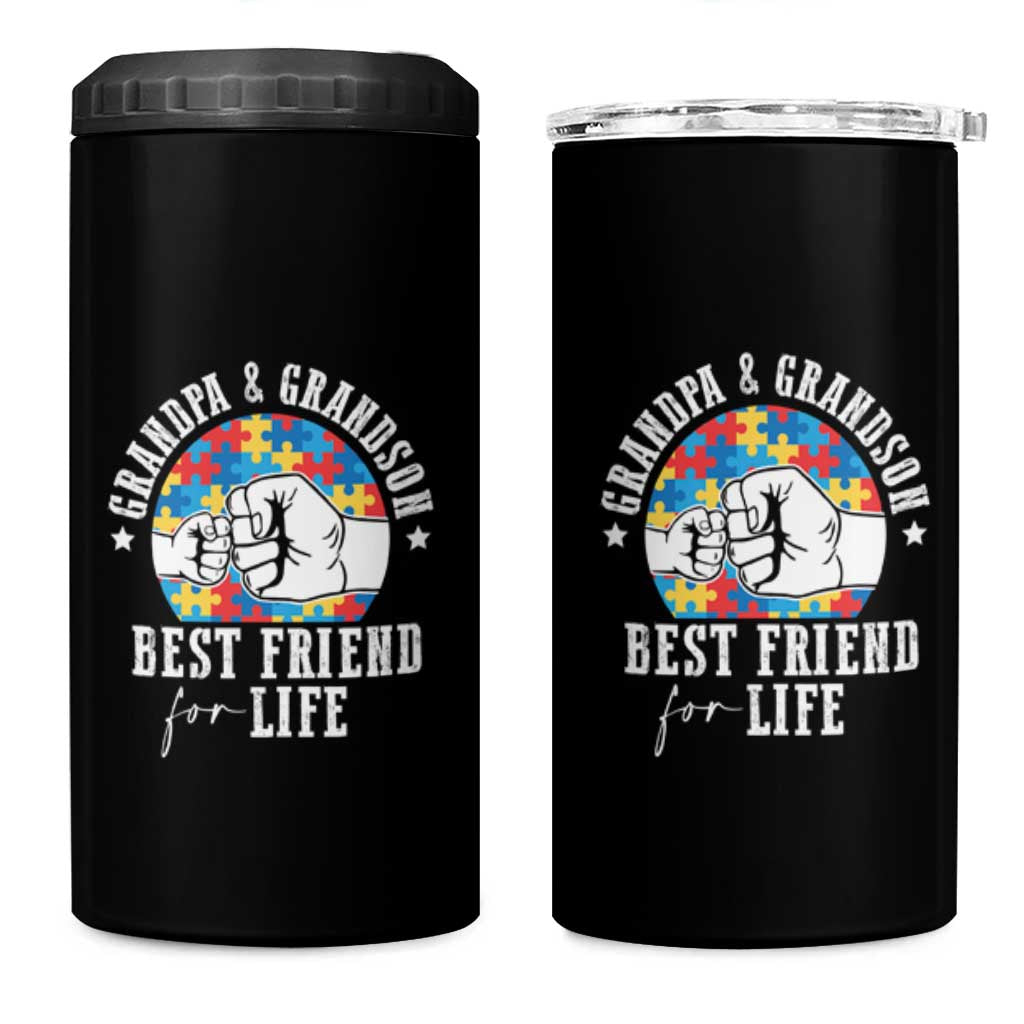 Autism Awareness 4 in 1 Can Cooler Tumbler Grandpa Grandson Best Friend For Life Father's Day