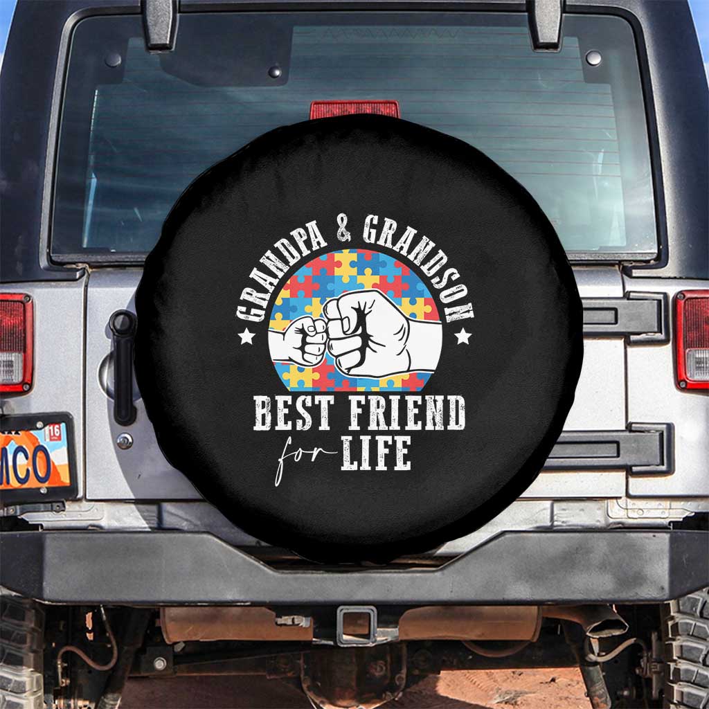 Autism Awareness Spare Tire Cover Grandpa Grandson Best Friend For Life Father's Day