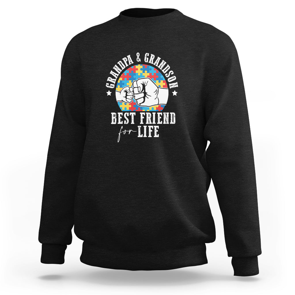 Autism Awareness Sweatshirt Grandpa Grandson Best Friend For Life Father's Day - Wonder Print Shop