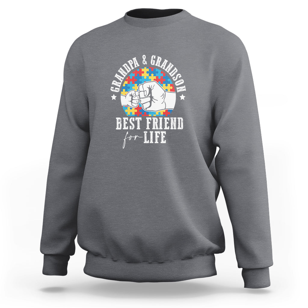 Autism Awareness Sweatshirt Grandpa Grandson Best Friend For Life Father's Day - Wonder Print Shop