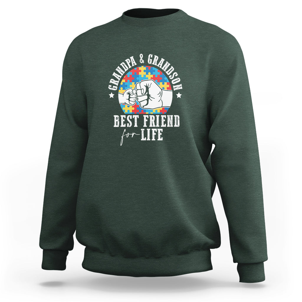 Autism Awareness Sweatshirt Grandpa Grandson Best Friend For Life Father's Day - Wonder Print Shop