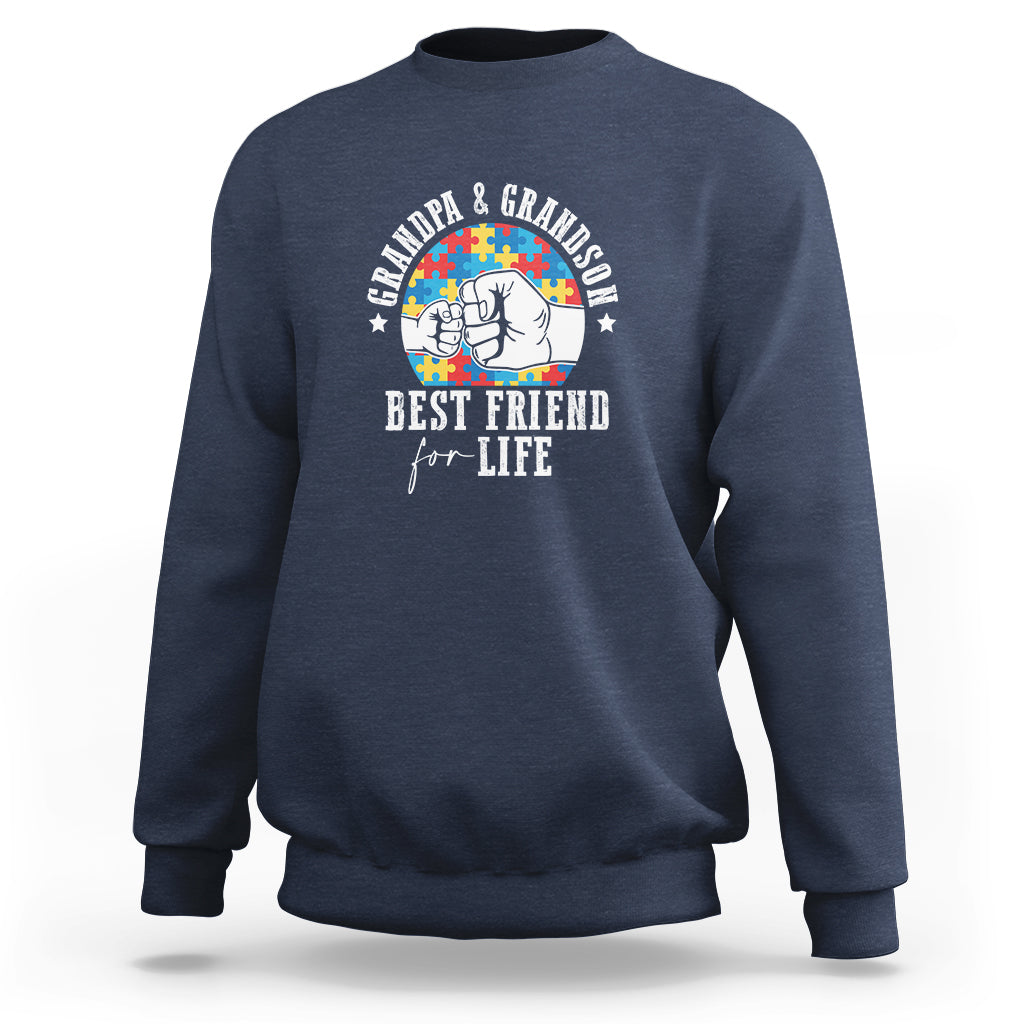 Autism Awareness Sweatshirt Grandpa Grandson Best Friend For Life Father's Day - Wonder Print Shop