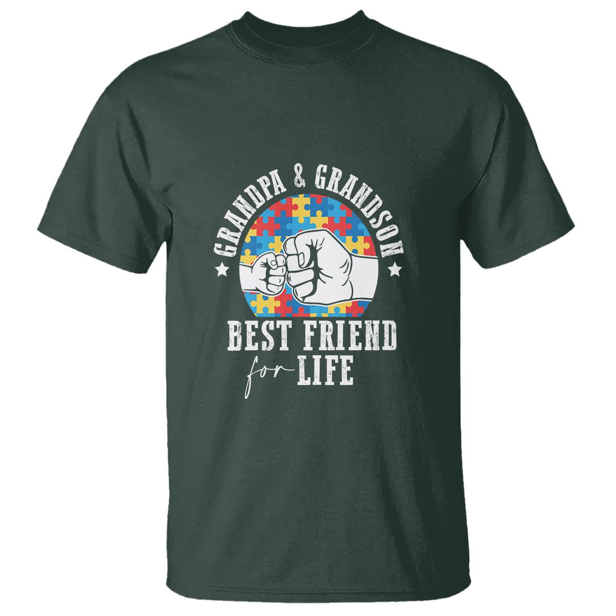 Autism Awareness T Shirt Grandpa Grandson Best Friend For Life Father's Day - Wonder Print Shop