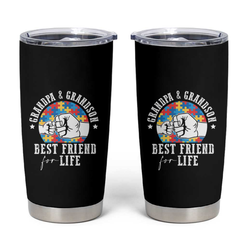 Autism Awareness Tumbler Cup Grandpa Grandson Best Friend For Life Father's Day