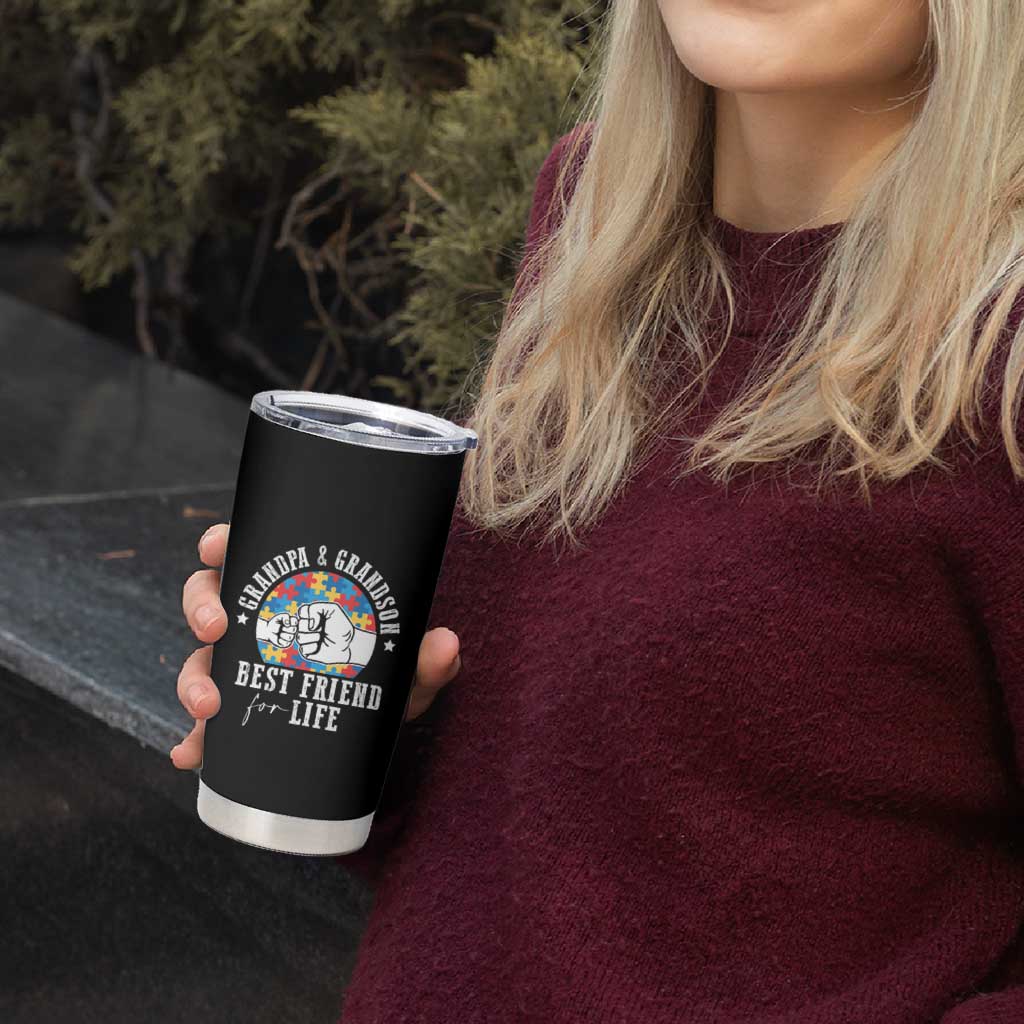 Autism Awareness Tumbler Cup Grandpa Grandson Best Friend For Life Father's Day