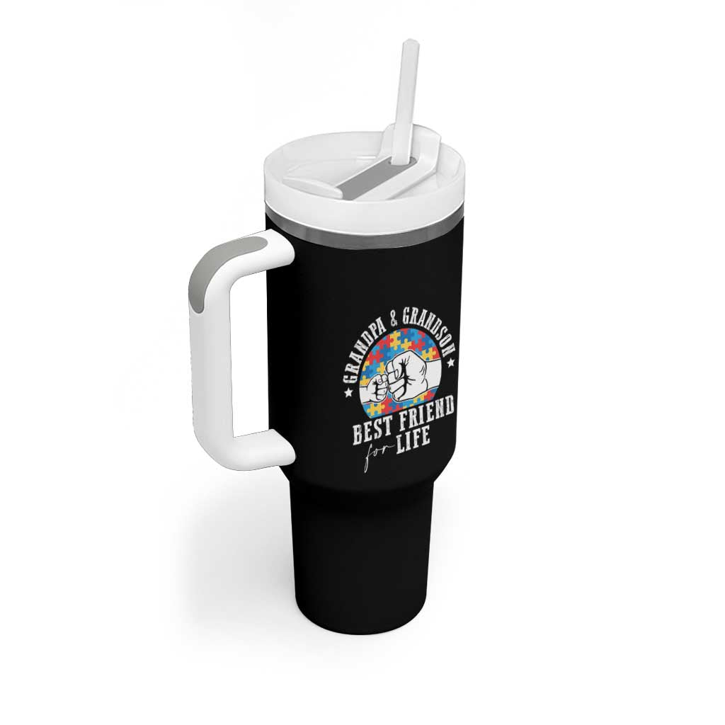 Autism Awareness Tumbler With Handle Grandpa Grandson Best Friend For Life Father's Day