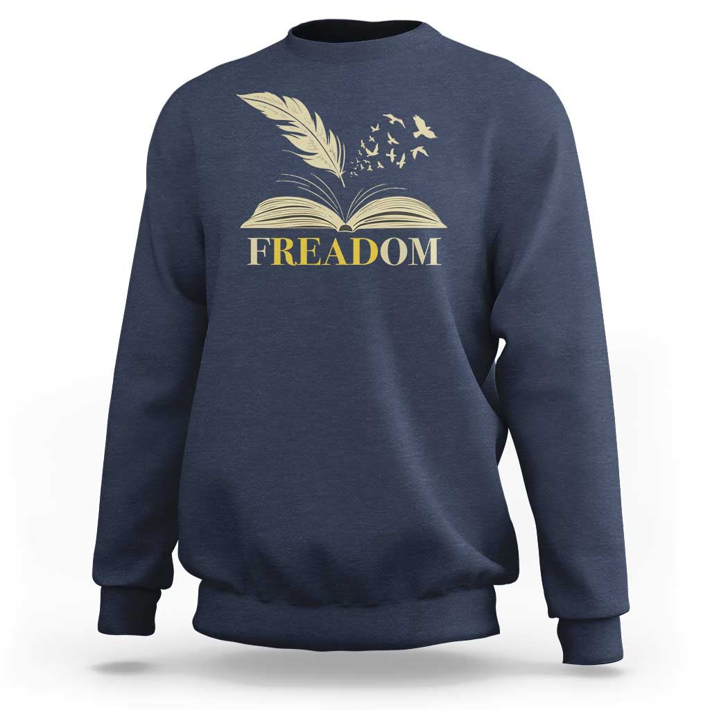 Book Lover Sweatshirt Reading Freadom Against Book Bans - Wonder Print Shop