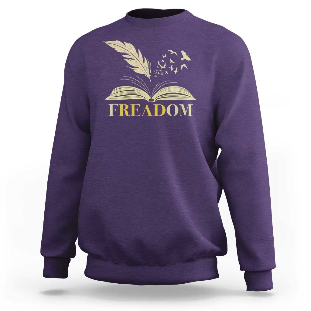 Book Lover Sweatshirt Reading Freadom Against Book Bans - Wonder Print Shop