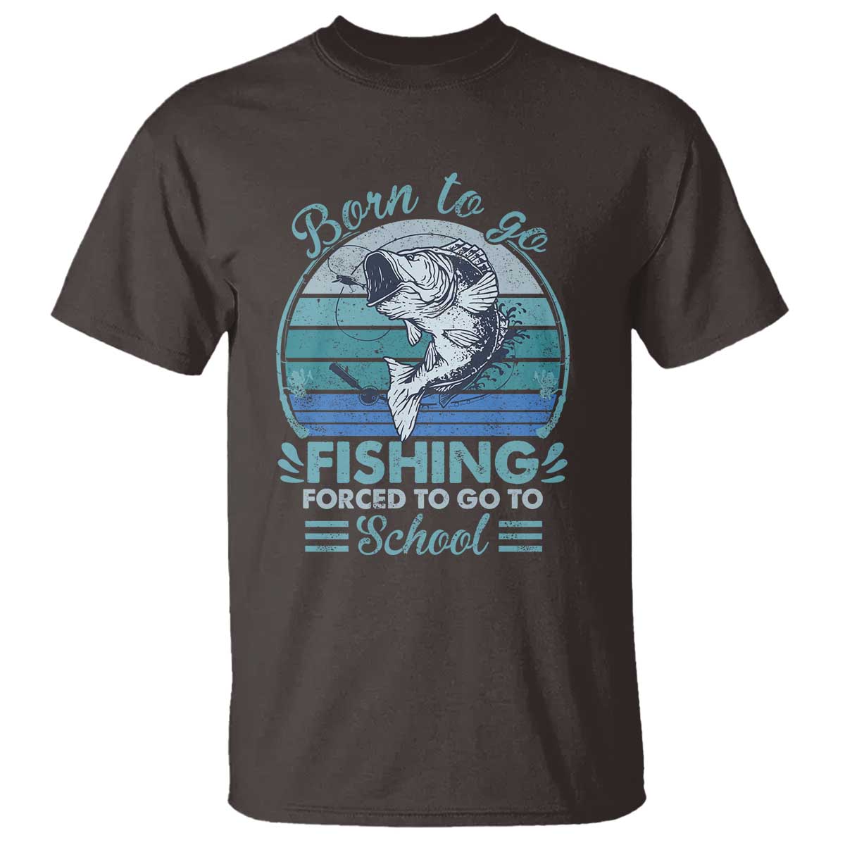 Funny Born To Go Fishing Forced To Go To School Fisherman Boys Kids T Shirt - Wonder Print Shop