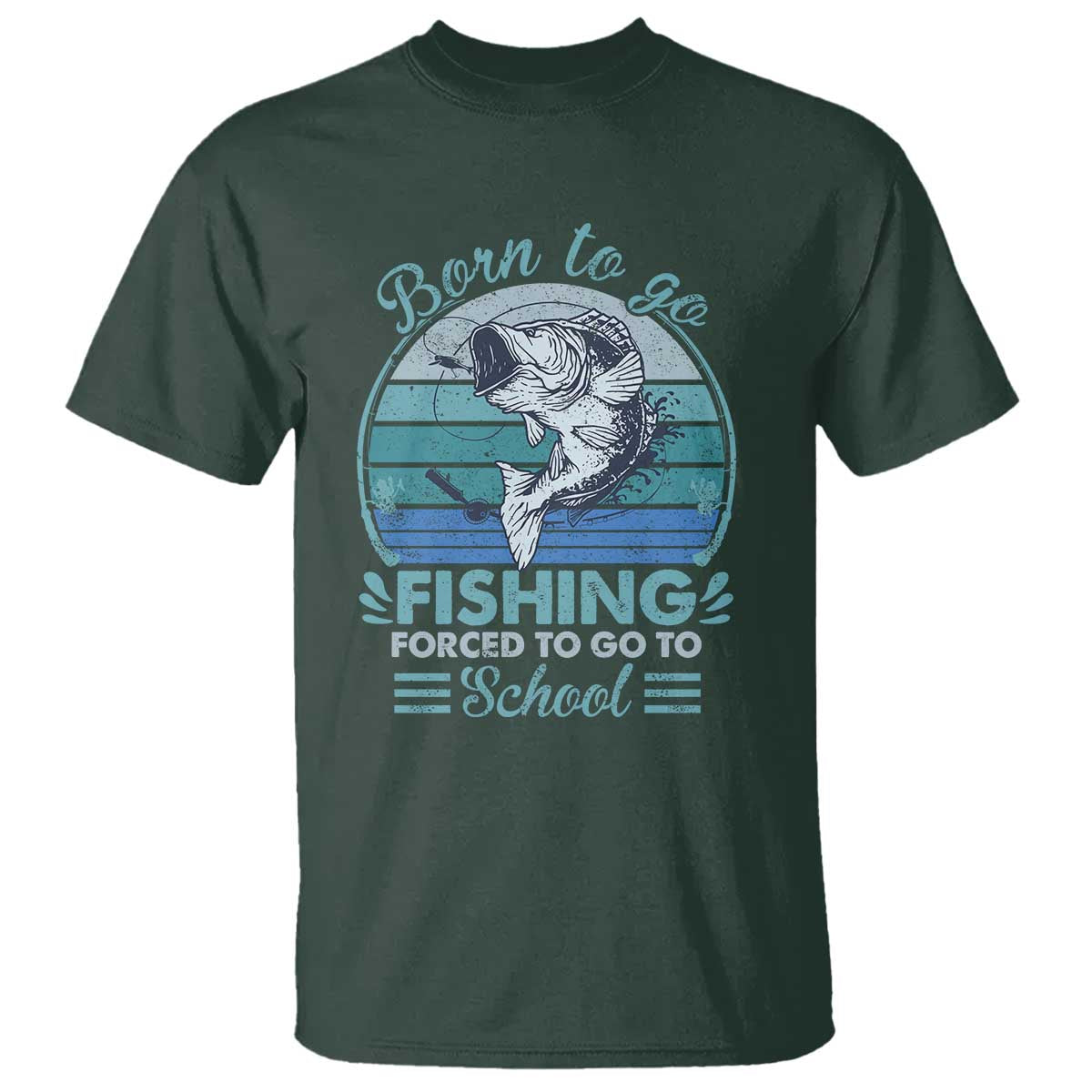 Funny Born To Go Fishing Forced To Go To School Fisherman Boys Kids T Shirt - Wonder Print Shop