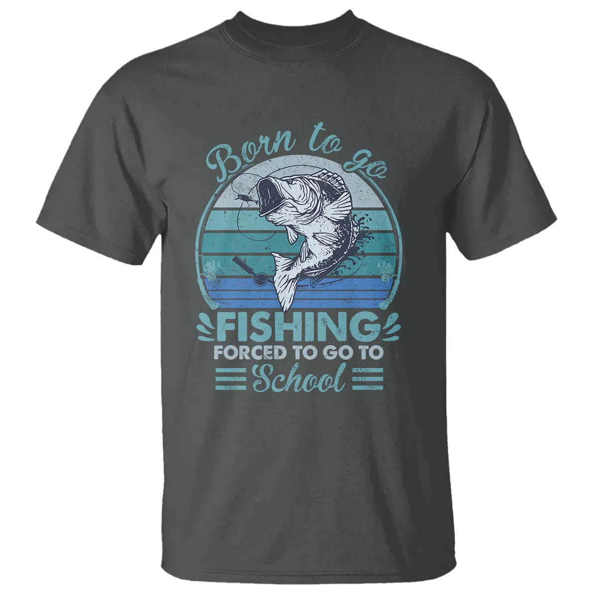 Funny Born To Go Fishing Forced To Go To School Fisherman Boys Kids T Shirt - Wonder Print Shop