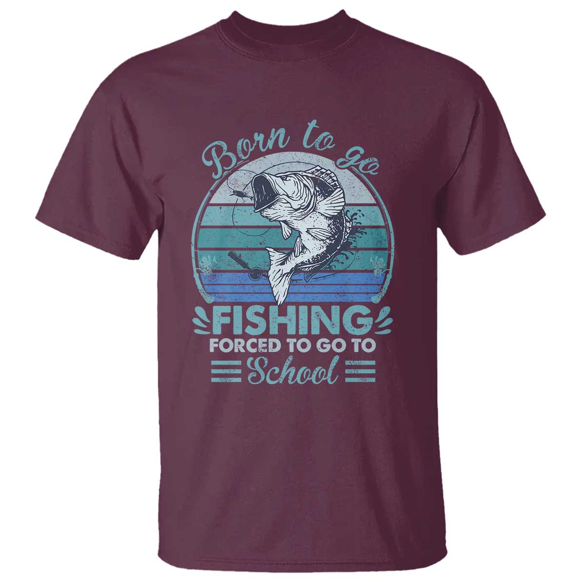 Funny Born To Go Fishing Forced To Go To School Fisherman Boys Kids T Shirt - Wonder Print Shop