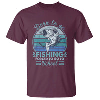 Funny Born To Go Fishing Forced To Go To School Fisherman Boys Kids T Shirt - Wonder Print Shop