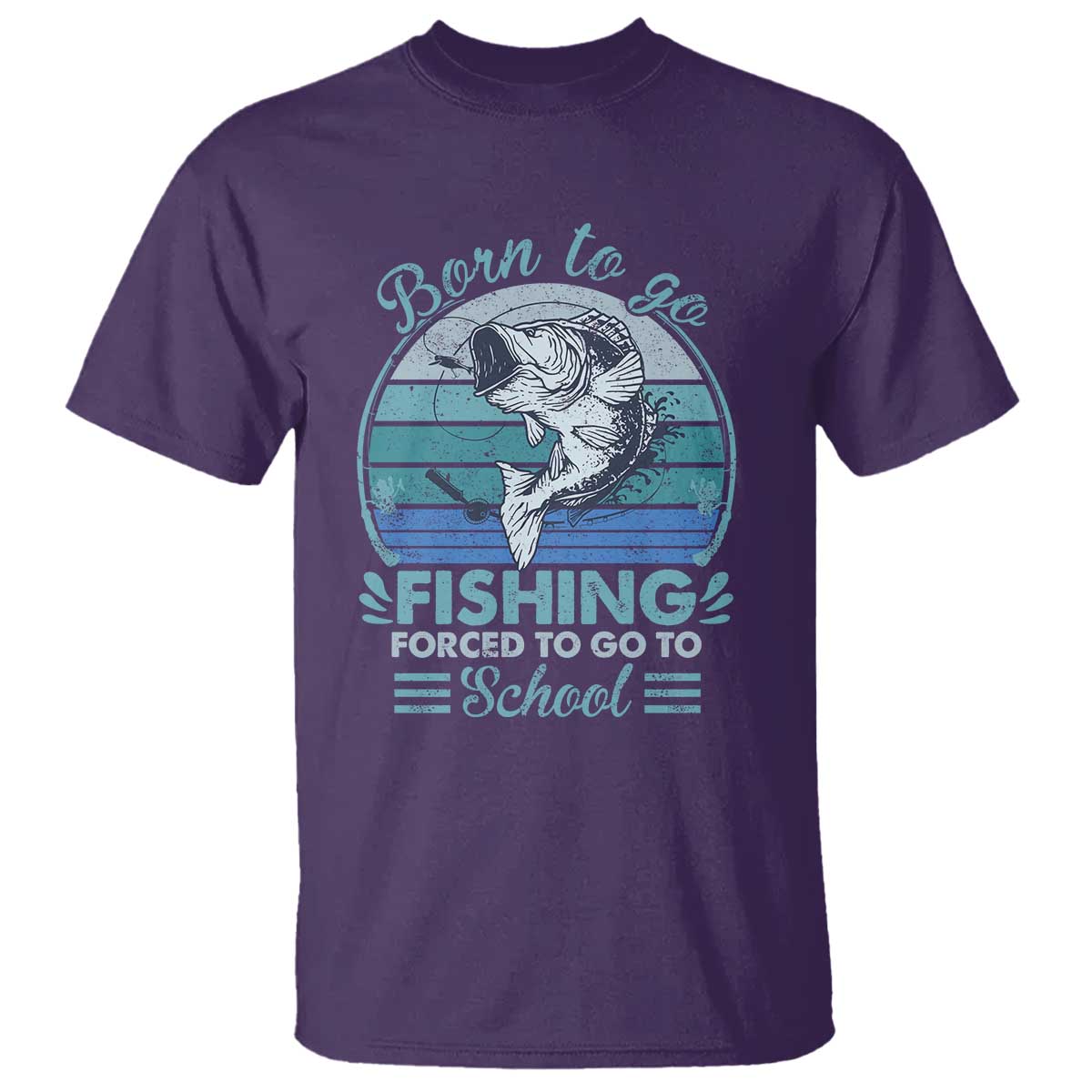 Funny Born To Go Fishing Forced To Go To School Fisherman Boys Kids T Shirt - Wonder Print Shop