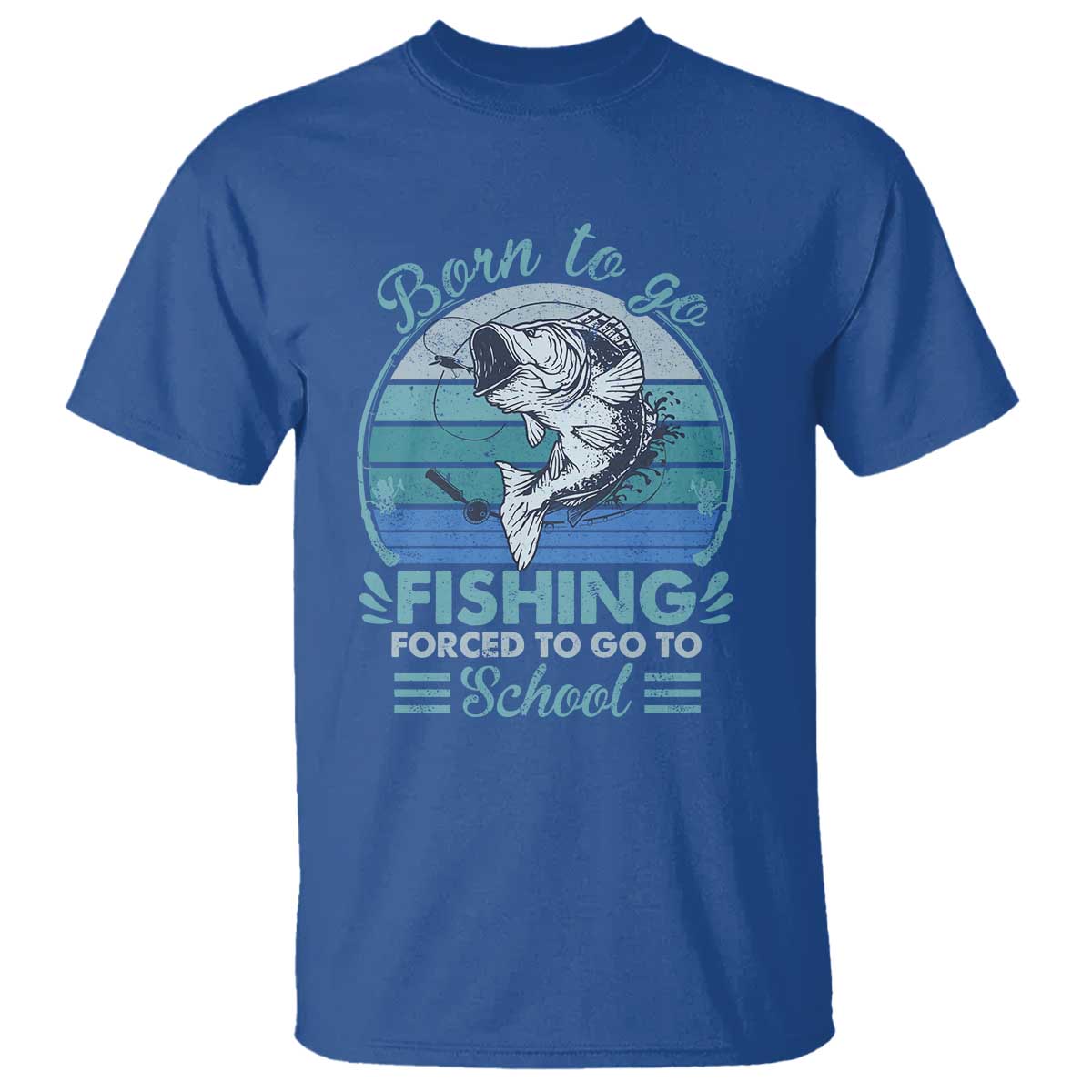 Funny Born To Go Fishing Forced To Go To School Fisherman Boys Kids T Shirt - Wonder Print Shop