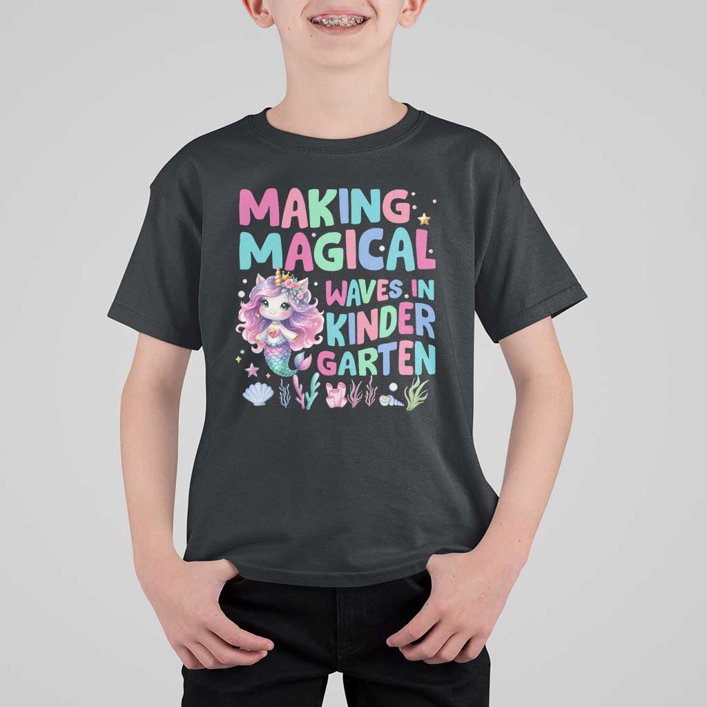 Kindergarten Mermaid Unicorn T Shirt For Kid Making Magical Waves In Kindergarten - Wonder Print Shop