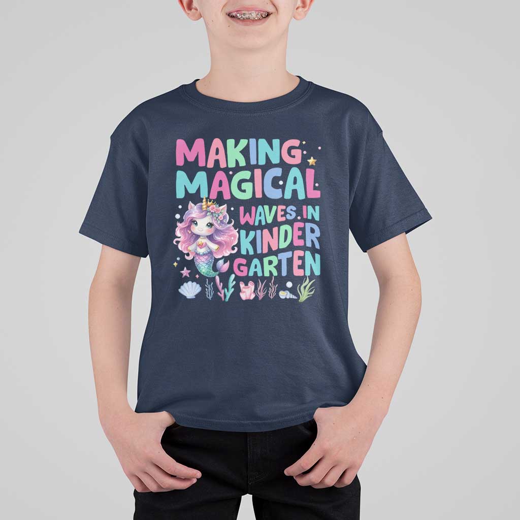 Kindergarten Mermaid Unicorn T Shirt For Kid Making Magical Waves In Kindergarten - Wonder Print Shop