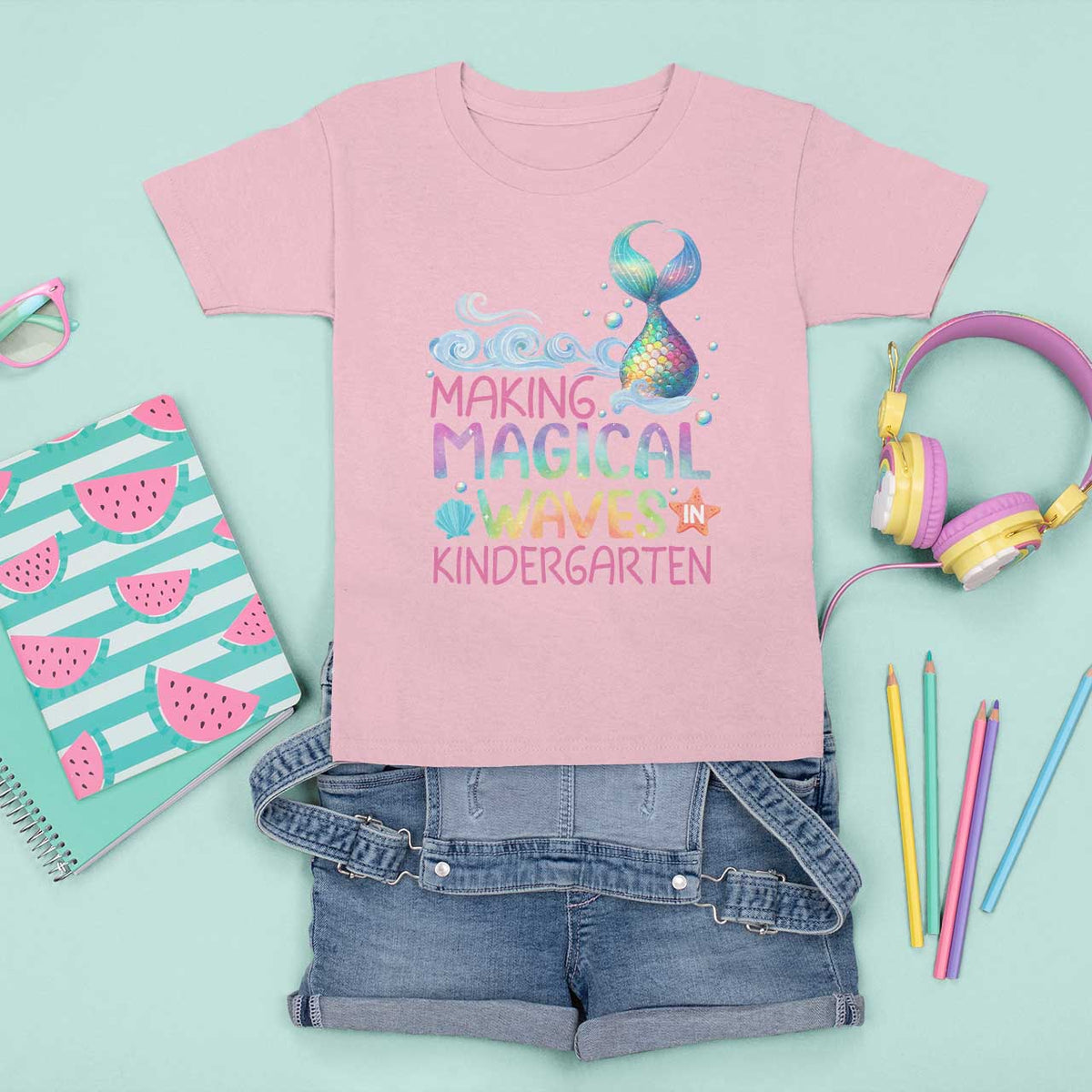 Kindergarten Mermaid T Shirt For Kid Making Magical Waves In Kindergarten - Wonder Print Shop